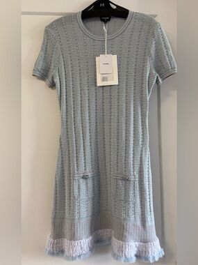 Chanel cashmere blue knit dress